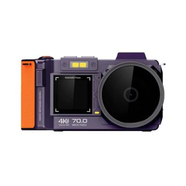 Imagem de Tangxi Câmera Digital DSLR 4K 70MP para Fotografia, Foco Automático F1.8 e Câmera Vlogging Com Zoom 50X Com Tela Dupla, Lapso de Tempo e Câmera Lenta, Suporte WiFi (Violeta)