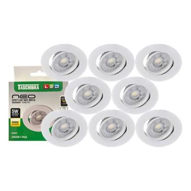 Imagem de 8 Spot Led Neo Embutir Redonda 5W 3000k Luz Quente Taschibra