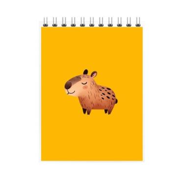 Imagem de Caderno Espiral com Ilustração de Capivara Fofa, Design Colorido, Fundo Cinza/Laranja/Roxo, Estilo Infantil (8, Amarelo)