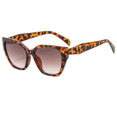 Imagem de Óculos de Sol Fashion Masculino Feminino Gradiente UV400 Popular (Estampa de Leopardo - Marrom Claro)