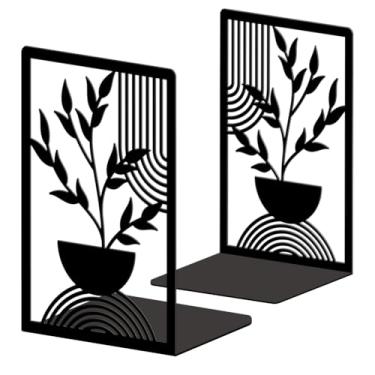 Imagem de Peacoblue Suportes de livros de metal para prateleiras, tampas de livros de estudo resistentes decorativas modernas para escritório, mesa, prateleira, sala 13,5 x 11 x 20 cm de ferro fundido simples