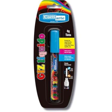 Imagem de Giz Líquido, Cortiarte, Azul, 5 mm, 8 Gramas, Ponta Dupla