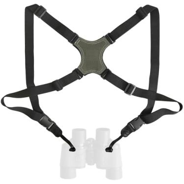 Imagem de HUNTPAL Alça de arnês binocular para caça e observação de pássaros, corpo cruzado de descompressão em forma de X, serve para carregar binóculos, câmeras, telêmetros (verde)