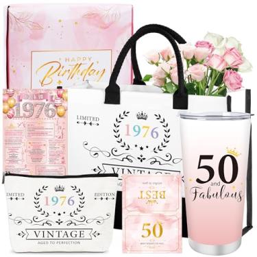 Imagem de Sitsink Presentes de aniversário para mulheres – Conjunto de presente vintage para mulheres dela, bolsa de maquiagem, cartão de aniversário, Presentes de aniversário de 50 anos para mulheres