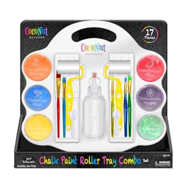 Imagem de Conjunto de pincéis de giz de luxo para calçada DIY – Giz em pó lavável e não tóxico – basta misturar na água e usar um rolo para criar obras de arte coloridas na calçada ou quadro-negro, para