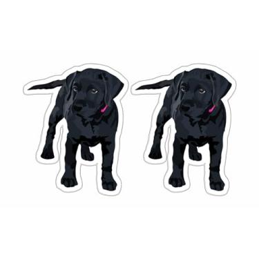 Imagem de Cachorrinho de laboratório preto, adesivo de laboratório preto, adesivo de cachorro preto, adesivo de coleira rosa, adesivo de cachorro, adesivo fofo, adesivo legal de vinil à prova d'água 12,7 cm