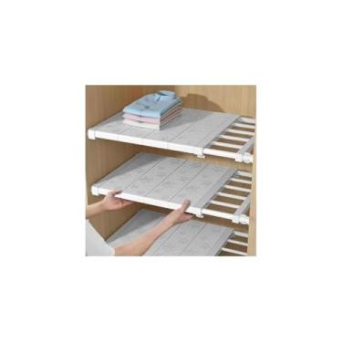 Imagem de Prateleira Extensível Ajustável, Branca, Aço Carbono e Plástico PP, 48-80cm x 24cm, 800g, Instalação sem Furos