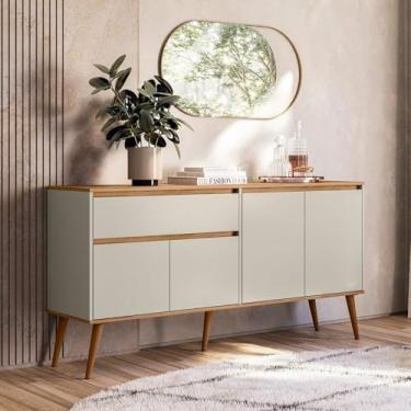 Imagem de Aparador Buffet 4 Portas 1 Gaveta Retrô Ravi Off White/Nature
