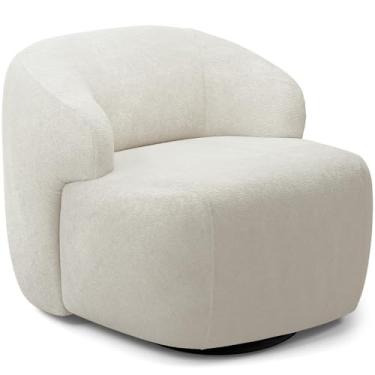 Imagem de Poltrona Decorativa Orgânica Giratória Para Sala Living Barolo L06 Bouclê Off White - Lyam Decor