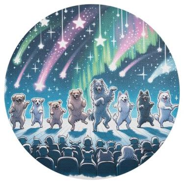 Imagem de Jogo americano de cozinha para cães dançantes, conjunto com 1 tapete lavável, 38 cm, redondo, PVC, redondo