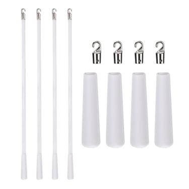 Imagem de 4 peças de varinha branca para persianas, peças de substituição verticais com gancho e aderência, varinha inclinada de fibra de vidro, acessório abridor de persianas de porta de cortina de janelas (43