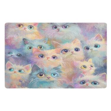 Imagem de Joisal Cute Cats Tapete rosa para porta da frente para porta da frente tapetes de boas-vindas para porta da frente 81 x 50 cm tapetes de cachorro