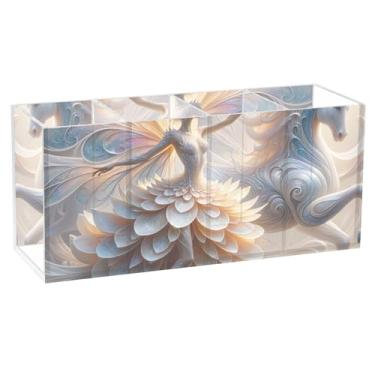 Imagem de TSENQUE Porta-lápis de acrílico de unicórnios de desenho animado fantástico de fada para mesa, copo de papelaria personalizado para canetas, suporte de marcador, decoração de material de escritório