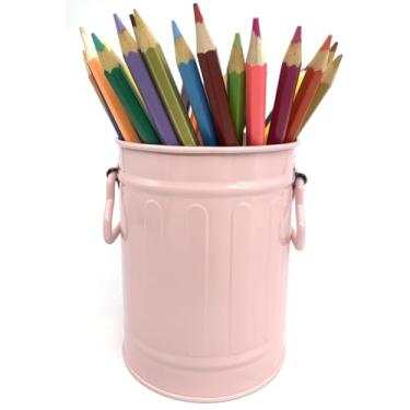 Imagem de JTCJozz Suporte de caneta de mesa, suporte de lápis de metal para mesa, organizador de mesa com alça, porta-pincéis de maquiagem, copo de lápis, organizador de armazenamento de mesa para escritório