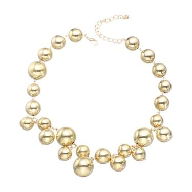 Imagem de PATIKIL Colar de pérolas grossas para mulheres, colar com contas douradas, acessórios de moda ajustáveis para festas, casamentos, chás de panela, formatura, presentes de aniversário