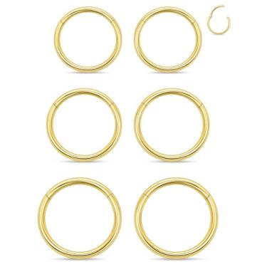 Imagem de Xnsjeyy 20G 18G 16G 14G 12G 10G 8G 6G 4G 2G Anéis de nariz argolas de aço cirúrgico 316l Clicker Septo Lip Ring Tragus Helix Daith Rook Conch Brincos de lóbulo de cartilagem confortável joia piercing