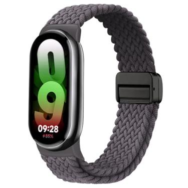 Imagem de Issinlky Pulseira trançada de nylon compatível com Xiao Mi Band 8/9/10, tira elástica para mulheres e homens