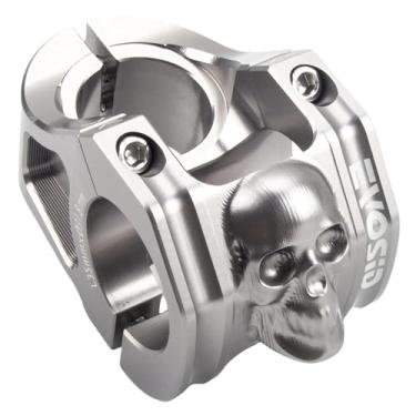 Imagem de BBxunsless Haste de alça curta para bicicleta, liga de alumínio, CNC de alta resistência, cabeça de dragão, estilo caveira, alça de guidão de bicicleta de montanha (silicone)