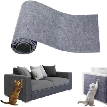 Imagem de Protetor de Sofá para Gato Tapete Arranhador Autoadesivo 100x40 cm Cortável Antiestresse Feltro Cinza Para Móveis para Gatos Parede Porta Estofado Lixa Unhas Protetor Arranhador de Feltro Gato