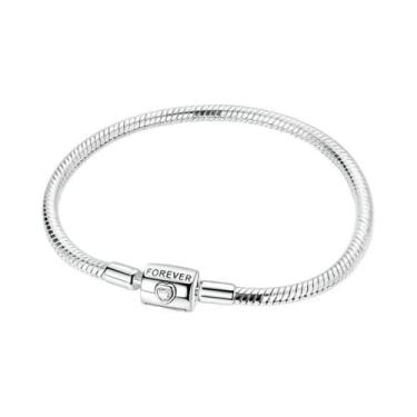 Imagem de Pulseira De Charme Feminina Em Prata Esterlina 925 Com Coração Dourado