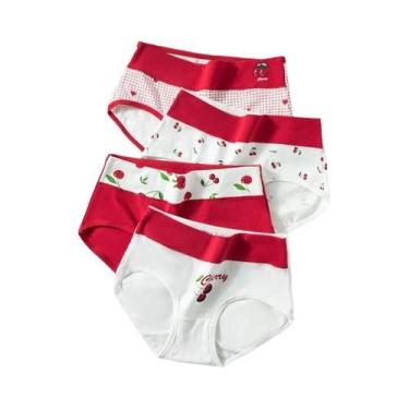 Imagem de Conjunto De Calcinhas De Algodão De Cintura Alta Para Mulheres, Modela