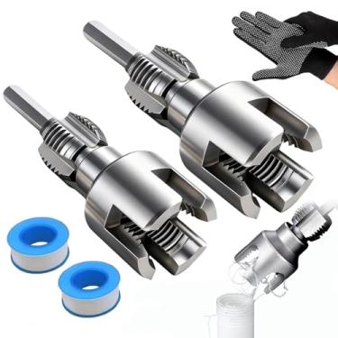 Imagem de Ferramenta de rosqueamento de tubos interna e externa integrada, ferramenta de corte de rosca de tubo de PVC de função dupla com matrizes de 1/5.1 cm e 3/10.2 cm, kit rosqueador de tubos compatível