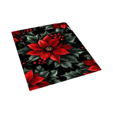 Imagem de Natal poinsétia flor tapete antiderrapante adequado para sala de estar