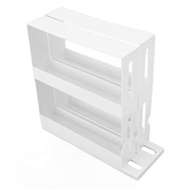 Imagem de Rack deslizante para temperos GRCFUMO, rack giratório para temperos, rack vertical para temperos, rack deslizante para temperos, 2 camadas, fundo antiderrapante de grande