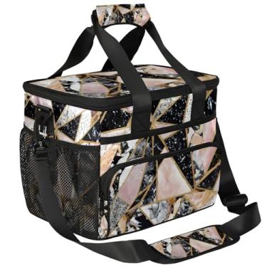 Imagem de Mochila térmica de piquenique com padrão geométrico, lancheira para mulheres, homens, cesta de piquenique, lancheira portátil para piquenique, praia, trabalho, viagem, escritório, acampamento, mármore