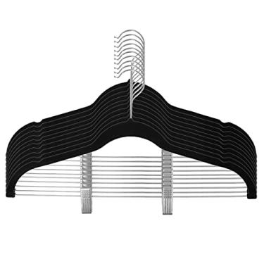 Imagem de Cabides de Roupa com Grampos Móveis Veludo Ultra Fino Não Deslizante Rack para Saia Calças Casa Viagem