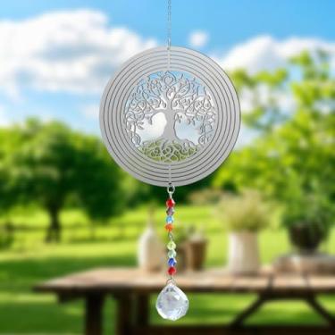 Imagem de Apanhador de sol de cristal para janelas – Arco-íris, apanhadores de sol, árvore, enfeites redondos para pendurar no Natal, casamento, jardim, decoração de casa, presentes