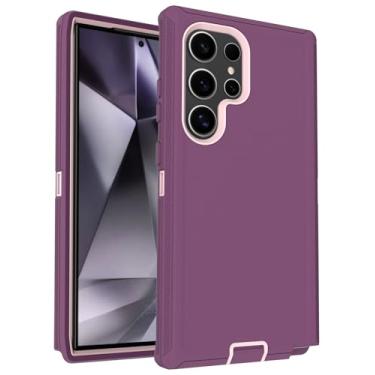 Imagem de Aliruke Capa para Samsung Galaxy S24-Ultra, com proteção de porta, cobertura de borracha de silicone de corpo inteiro, capa de telefone combo de 3 camadas à prova de queda para S24 Ultra 5G (2024),