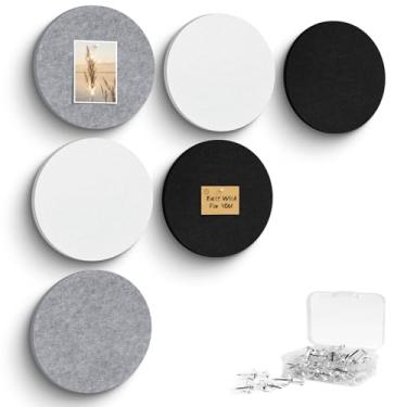 Imagem de Quadro de avisos, quadro de cortiça alternativo de 29 x 29 cm, pacote com 6 quadros de feltro redondos com pinos, quadro de visão de feltro dobrável para escritório, casa, escola