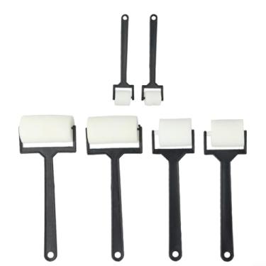 Imagem de 6 pincéis de tinta de esponja branca, conjunto de rolos de pintura de espuma para projetos de artesanato e escola, ferramentas portáteis leves para crianças de 3 a 8 anos, tamanhos P/M/G incluídos