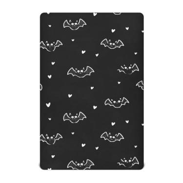 Imagem de Wassud Jogo de lençol com elástico para berço de Halloween fofo morcego para meninos e meninas, neutro, 68 x 99 cm