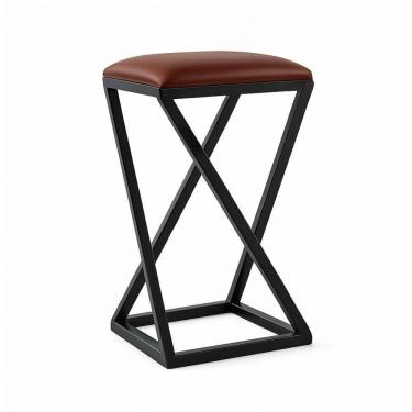 Imagem de Banqueta Z Alta 80 Cm Industrial Cozinha Moderno Corino Cor:marrom