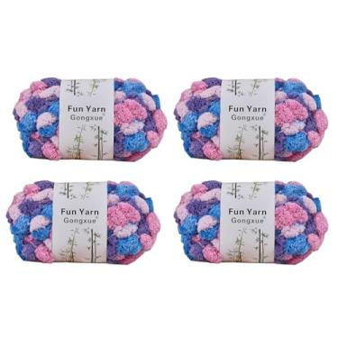 Imagem de Jelly Bean Pom Bomb Yarn - 150 g/novelo de poliéster super volumoso - 4 bolas Pomp-A-Doodle fio para crochê tricô artesanato tapete pet ninho 600 g (4, mirtilo)