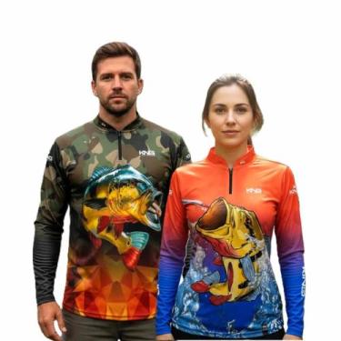 Imagem de Camisa de Pesca Casal Tucunare King Proteção Solar Gola E Zíper Mascul