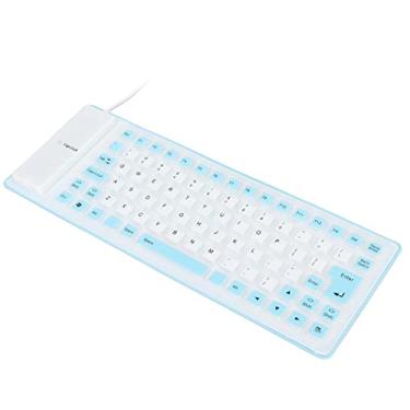 Imagem de Teclado De Silicone, Teclado Leve De 85 Teclas Totalmente Selado, Teclado Portátil Silencioso USB Com Fio Rolável Para Computador PC(Azul)