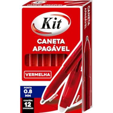 Imagem de Caneta Apagável, Kit, Esferográfica, Multiuso, 0,8 mm, Vermelha, Caixa com 12