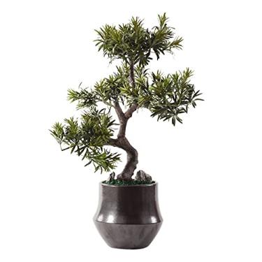 Imagem de SLGGPJBU Plantas artificiais 66 cm plantas artificiais bonsai árvore interior exterior ornamento bonsai entrada sala de estar vaso de cerâmica planta para casa, decoração de escritório bonsai pinheiro