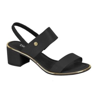 Imagem de Sandália Casual Feminina Salto Bloco Beira Rio, Preto, Napa, 36