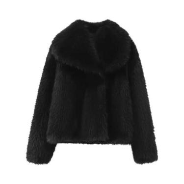 Imagem de Jaqueta Feminina Oversized De Pele Sintética, Casaco Grosso De Inverno