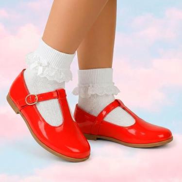 Imagem de Kit Sapatilha Feminina Retrô Confortável e Meia Branca Rendinha - My T