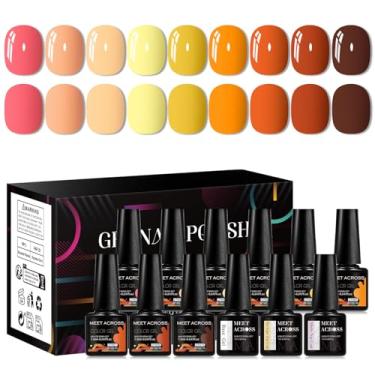 Imagem de MEET ACROSS Kit de esmalte de gel de 9 cores + kit de esmalte de gel com função de 3 peças, conjunto de arte de unha moderno, presentes para salão de manicure feminino (conjunto 22, 12 peças)