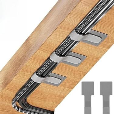 Imagem de Organizador de cabos 10 peças - alças reutilizáveis de gancho e laço, clipes de cabo adesivos, organizador de cabos aderentes para mesa, uso doméstico (10 peças cinza)