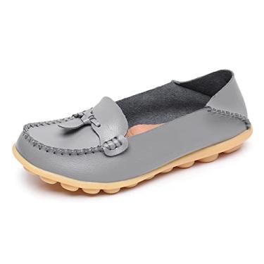 Imagem de VenusCelia Mocassim feminino confortável para caminhada, Cinza, 7 UK