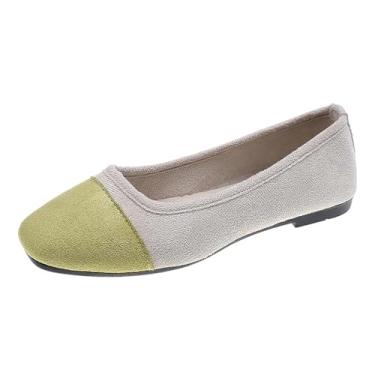 Imagem de Tênis feminino casual color block com boca rasa e bico redondo, cabedal macio, tamanho grande para uso versátil, Verde menta, 39