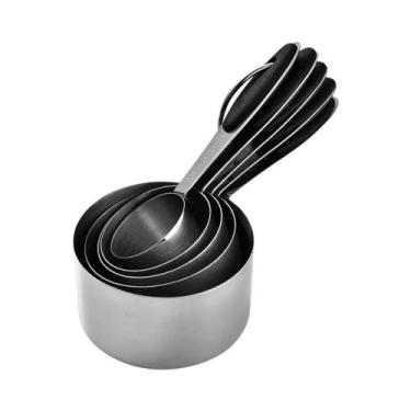Imagem de Conjunto De Copos E Colheres Medidores De Aço Inoxidável Para Cozinha 