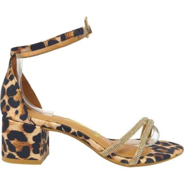 Imagem de Sandalia Feminina Casual Dia a Dia Passeio Trabalho Festa Com Strass Salto Médio Conforto Vizzano 6291.1815